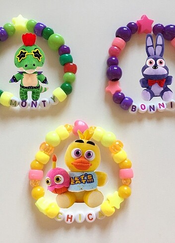 fnaf chica bonnie monty set bileklik five nights at freddy