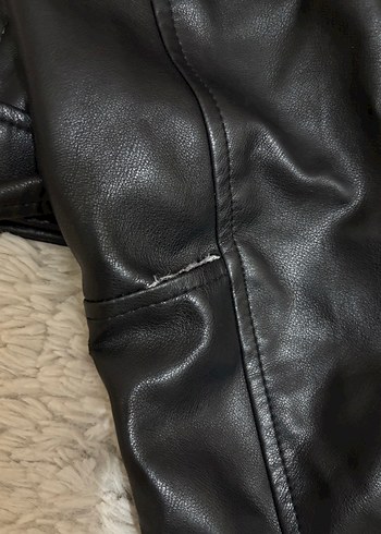 Siyah Biker Deri Ceket - Görsel 5
