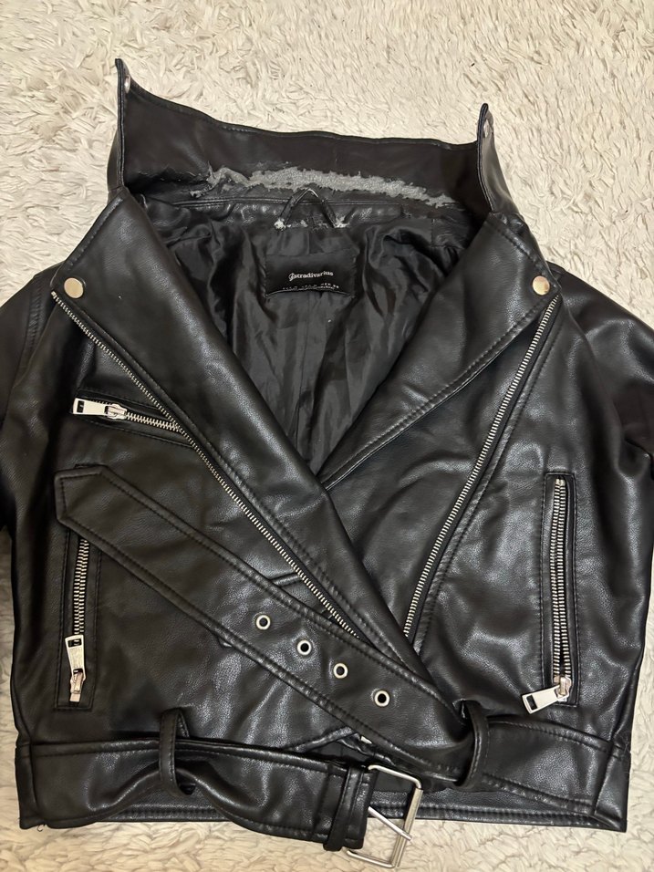 Siyah Biker Deri Ceket - Görsel 3