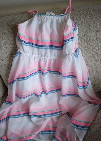 Pembe Pastel Bağcıklı Bohem Kız Elbisesi 5 6 yaş