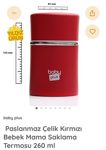 Baby plus bebek mama termosu