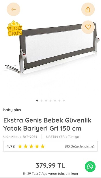 Baby plus ekstra geniş bebek güvenlik bariyeri