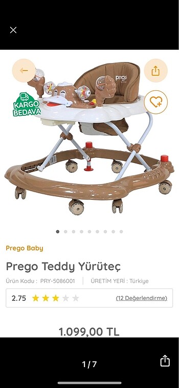 Prego Prego teddy yürüteç