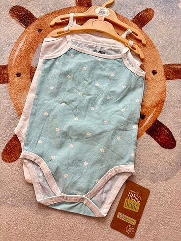 Hello baby organik pamuk ip askılı zıbın