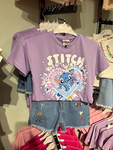Stitch kot şortlu set