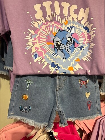 4 Yaş Beden Stitch kot şortlu set
