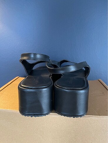 Sıfır siyah platform sandalet - Görsel 6