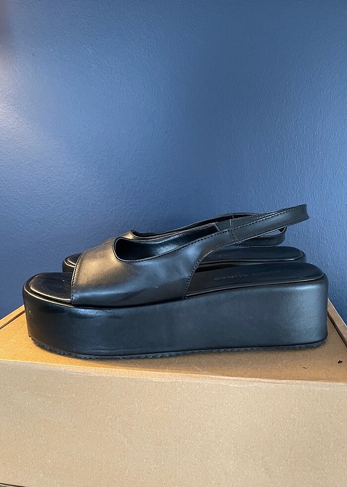 Sıfır siyah platform sandalet - Görsel 5