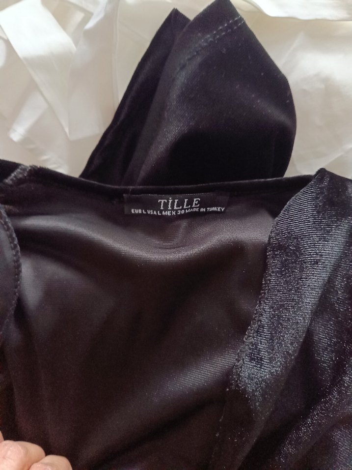 Uzun Siyah Drapeli Gotik Kadın Abiye Elbise - Görsel 2