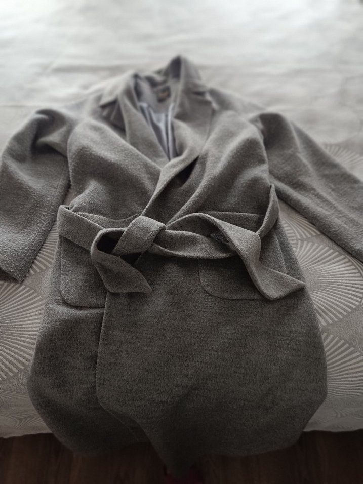 Gri Uzun Keten kaban - Görsel 2