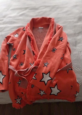 Renkli Baskılı Pembe Midi Kadın Sabahlık - Görsel 2