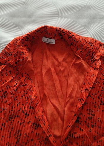 Kırmızı Desenli Uzun Düğmeli Kadın Elbise - Görsel 2