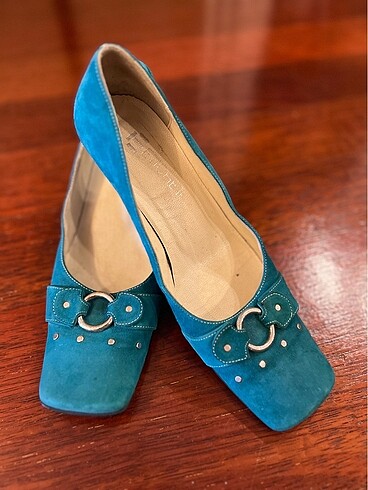 38 Beden turkuaz Renk Vintage Turkuaz mavi süet ayakkabı