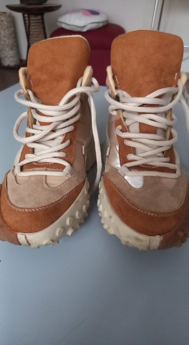 Bej Süet Dolgu Topuklu Spor Ayakkabı - Görsel 5