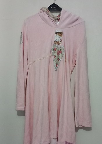 Pembe Kapüşonlu Uzun Kollu polar baharlık hırka