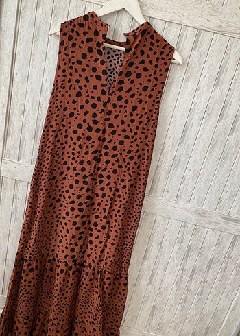 Catwalk Junkie Kahverengi Leopar Desenli Uzun Bohem Elbise
