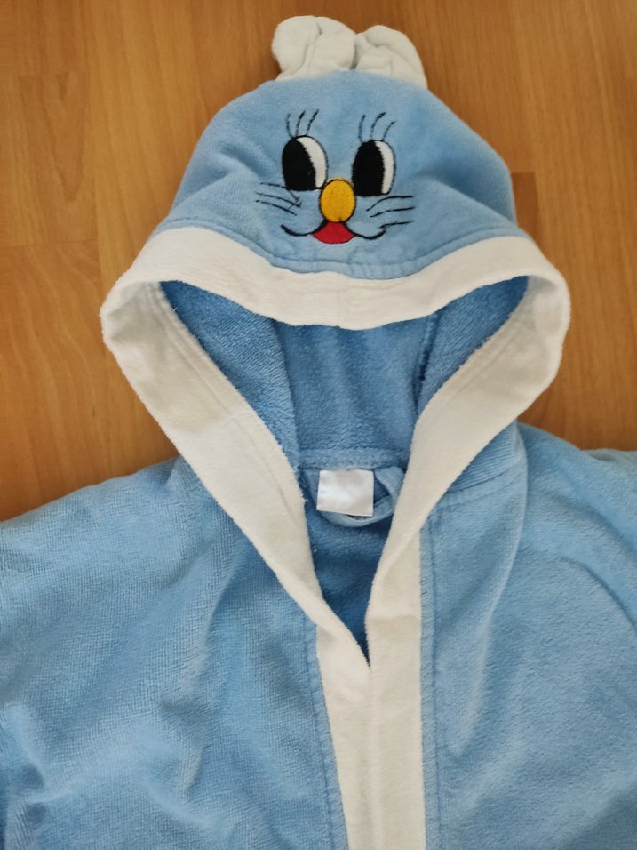 Kapüşonlu Mavi Erkek Çocuk Bornozu - Görsel 4