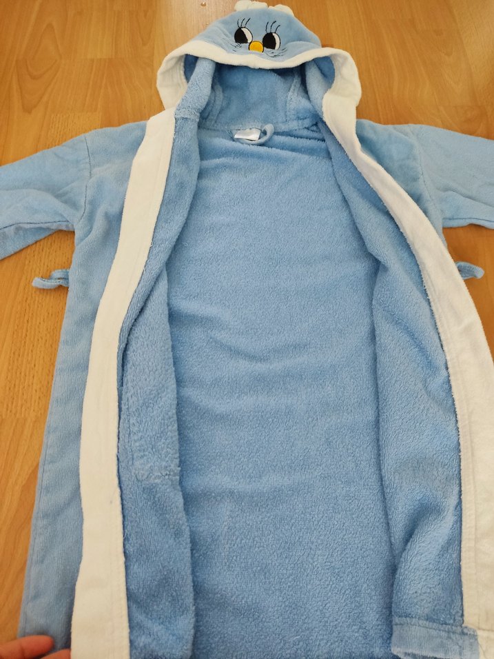 Kapüşonlu Mavi Erkek Çocuk Bornozu - Görsel 2