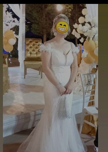 Beyaz V Yakalı Denizkızı Gelinlik - Görsel 2