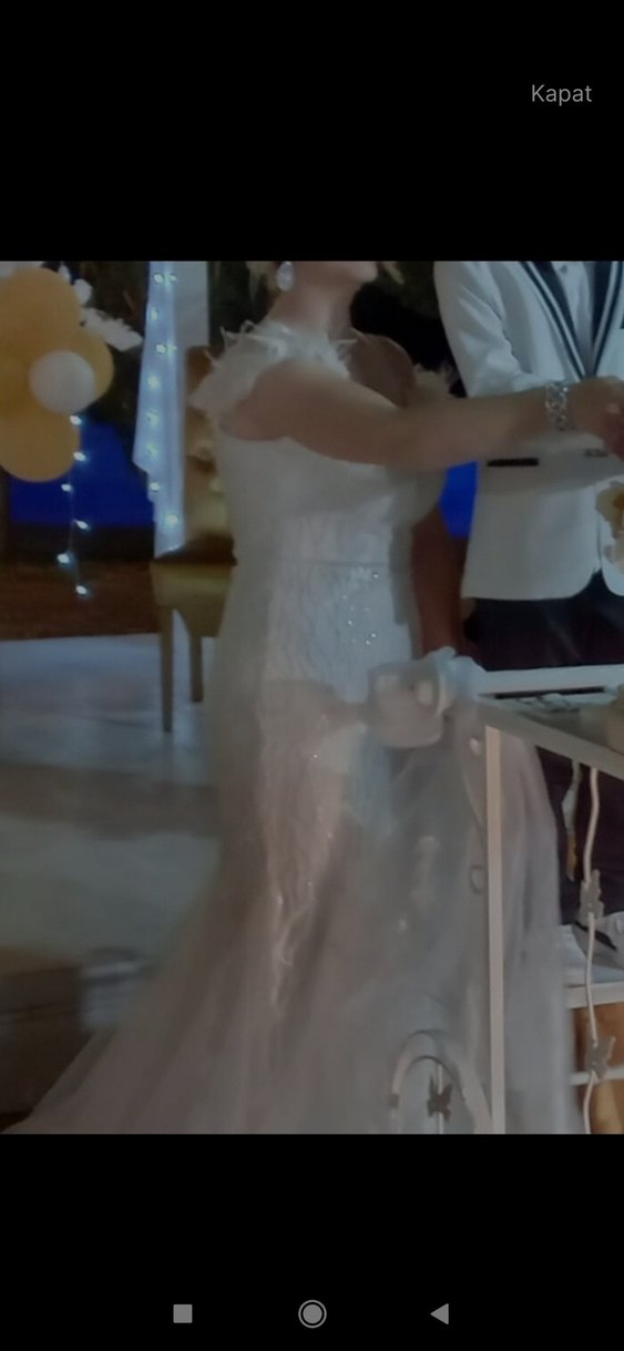 Beyaz V Yakalı Denizkızı Gelinlik - Görsel 5