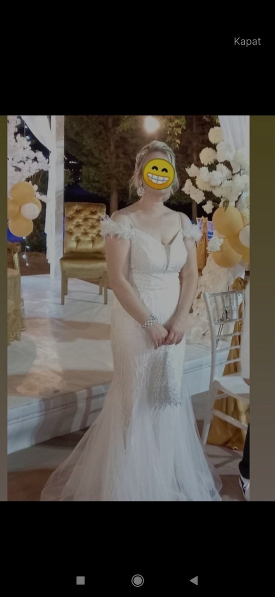 Beyaz V Yakalı Denizkızı Gelinlik - Görsel 2