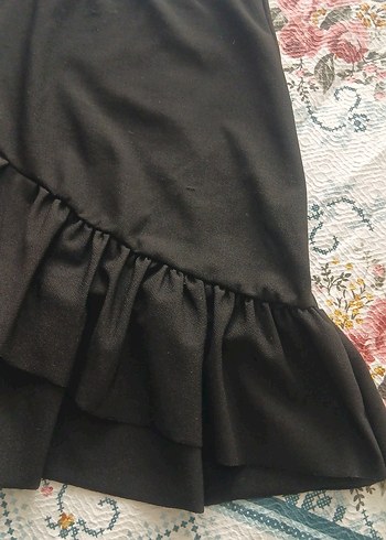 s Beden siyah Renk Kadın Siyah Mini Etek Fırfırlı