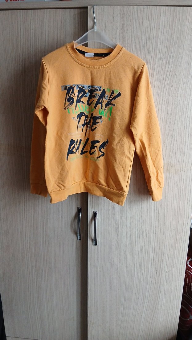 Sarı Baskılı Erkek Sweatshirt - Görsel 2