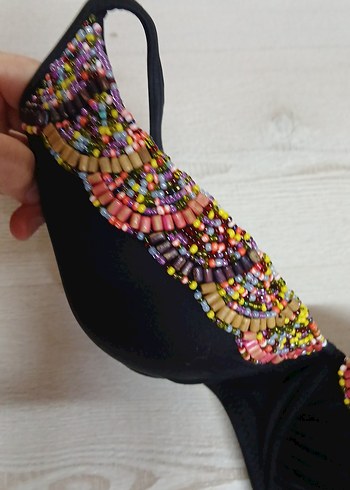 boncuk işlemeli Detaylı Çok Renkli Kadın Bikini Üstü - Görsel 4