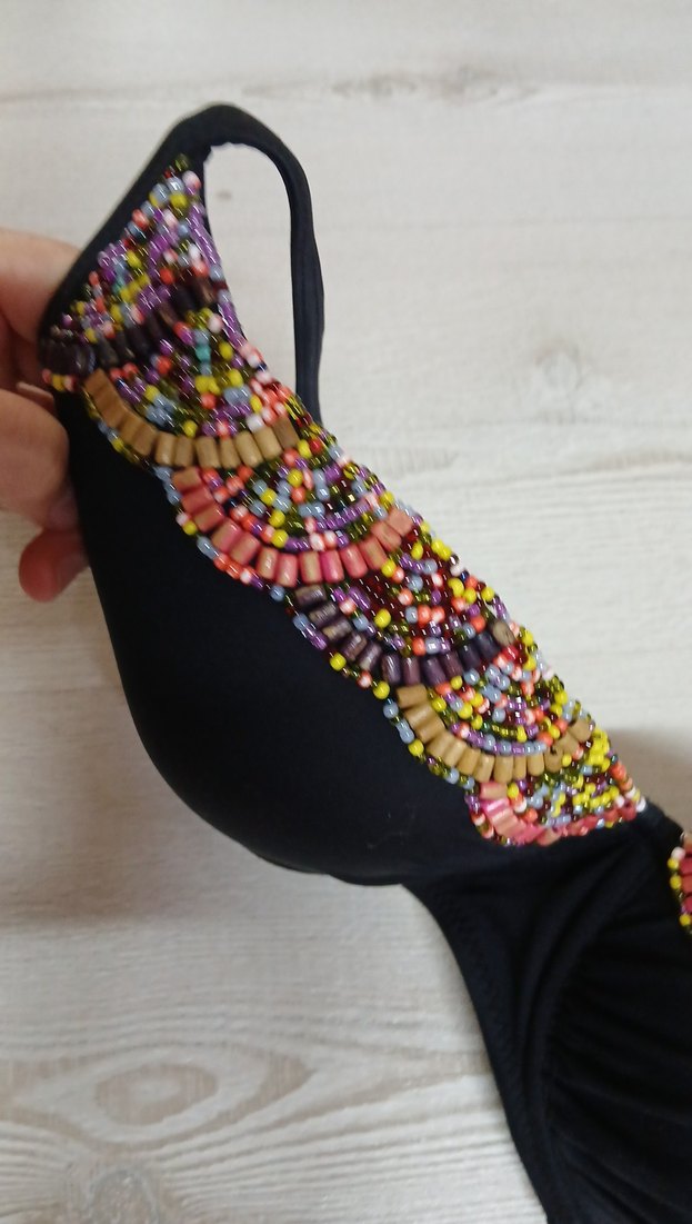 boncuk işlemeli Detaylı Çok Renkli Kadın Bikini Üstü - Görsel 4