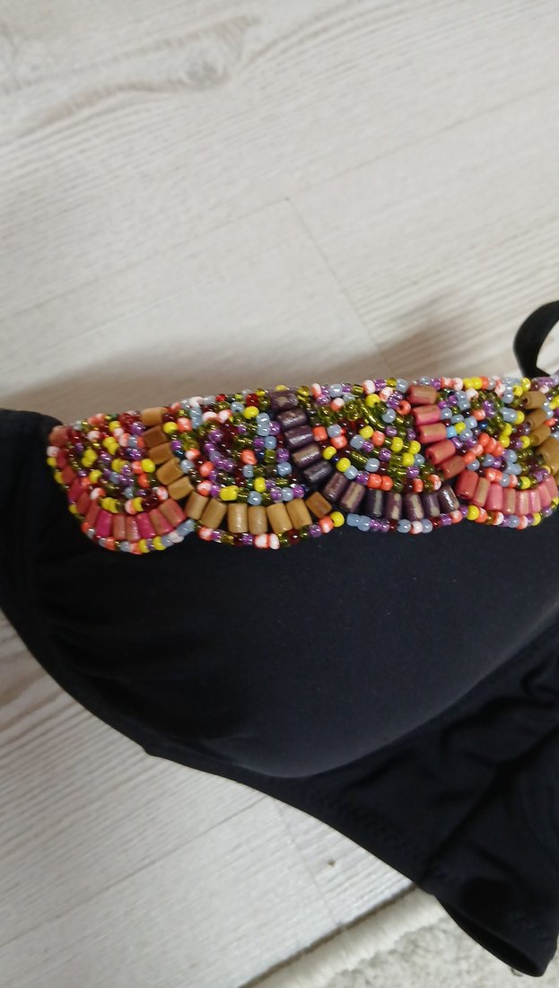 boncuk işlemeli Detaylı Çok Renkli Kadın Bikini Üstü - Görsel 5