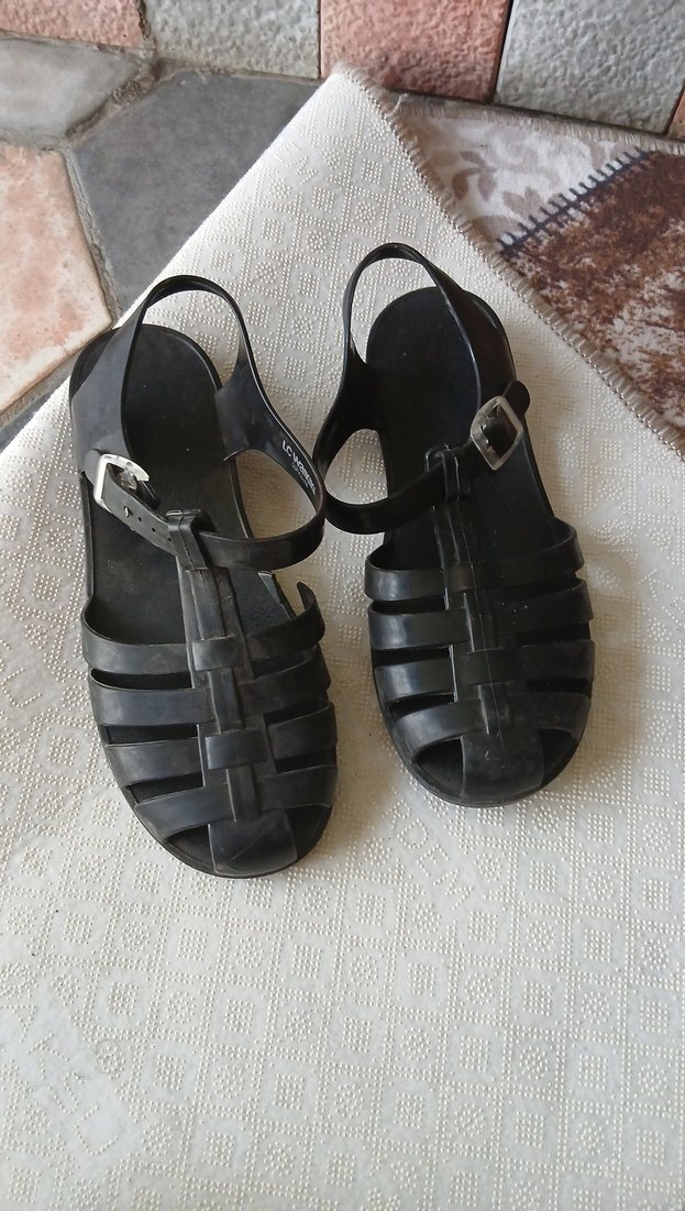 siyah Tokalı Sandalet - Görsel 5