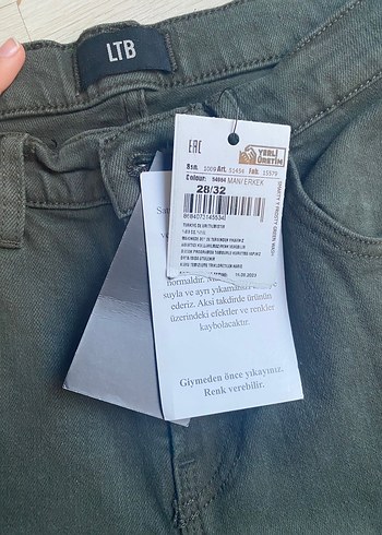 Haki rengi kot pantolon - Görsel 5