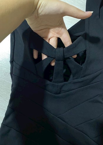 Siyah mini elbise - Görsel 4