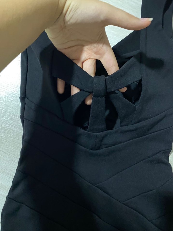 Siyah mini elbise - Görsel 4