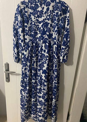 Uzun Kollu Keten Elbise - Görsel 4