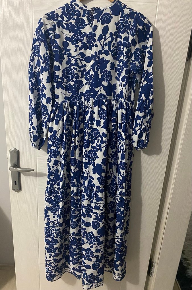 Uzun Kollu Keten Elbise - Görsel 4