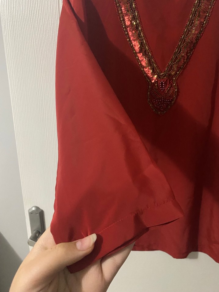 Boncuk İşlemeli Bordo  Tunik - Görsel 3