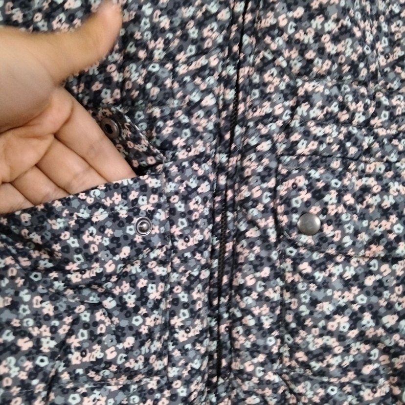 Kız Çocuk çicek desenliKürklü Kapüşonlu Yelek - Görsel 2