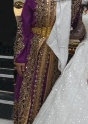 Mor Uzun Kollu Kadın yöresel kaftan - Görsel 2