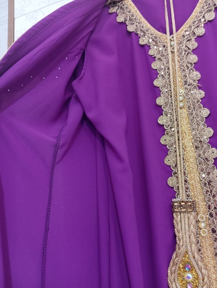 Mor Uzun Kollu Kadın yöresel kaftan - Görsel 3