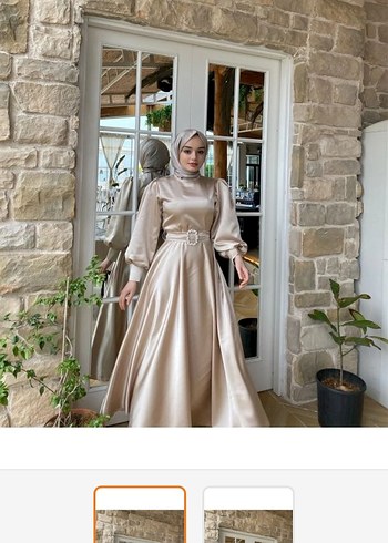 Bej  Abiye Elbise - Görsel 2