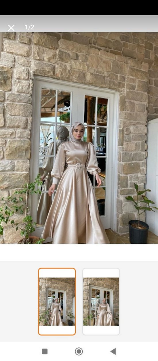 Bej  Abiye Elbise - Görsel 2