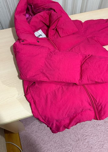 Fuşya Kadın Kapüşonlu Mont - Görsel 3