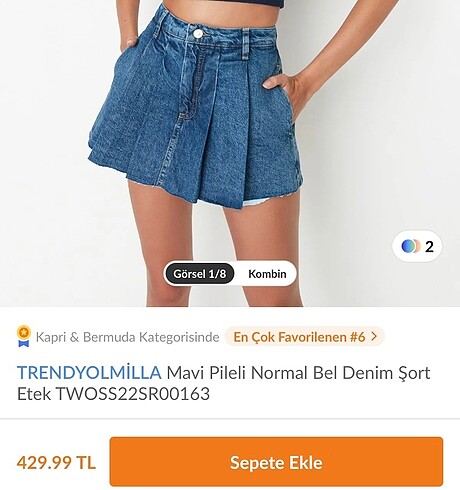 xs Beden trendyolmilla şort etek