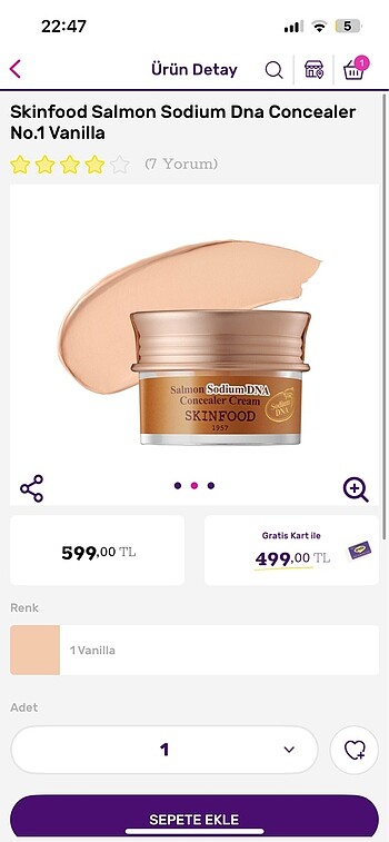 Skinfood kapatici. 1 numara. Kullanilmamistir