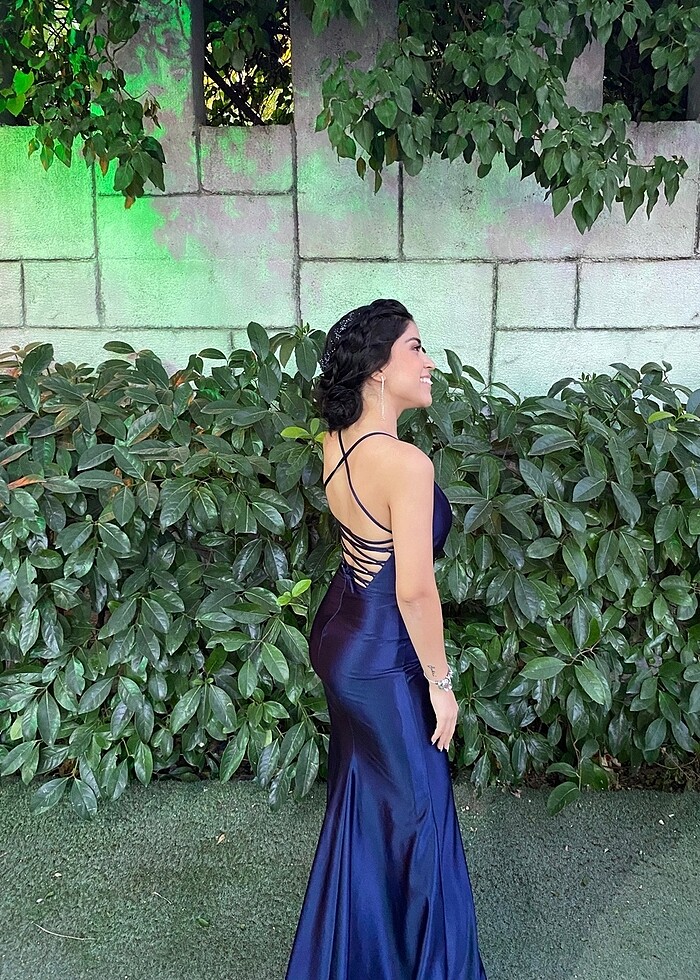 Örme Saten Sırt Dekolteli Elbise - Görsel 5