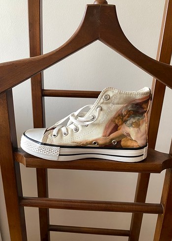 37 Beden çeşitli Renk Beyaz Vintage Baskılı Converse Kadın Spor Ayakkabı