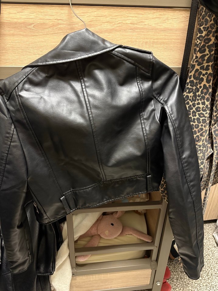 Kadın Siyah Biker Deri Ceket - Görsel 3