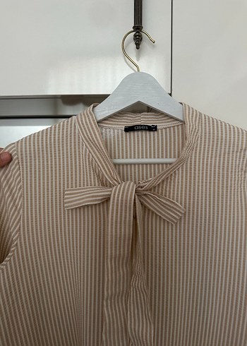 Bej Renkli Çizgili Uzun Elbise - Görsel 4