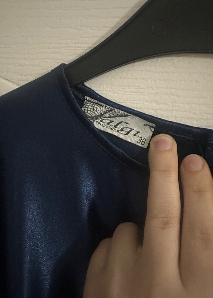 Saten Lacivert Abiye - Görsel 5